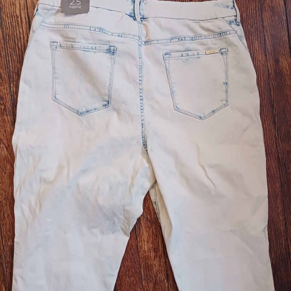 NWT CHICO'S *So Slimming * Jeggings , Sz 2.5 (14- Long) Faded Off-white To Blue - Picture 9 of 13
